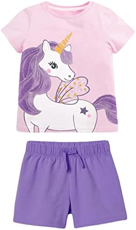 Girl Summer Short Set Cotton Outfits Short Sleeveless Tee T Shirt Tank Top Shorts Pant 2PC Set 2-7Y