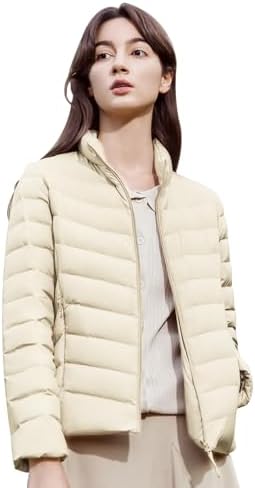 BOSIDENG Lightweight Women's Down Jacket Portable Water-Resistant Puffer Jacket Spring Coat with Stand Collar for Travel