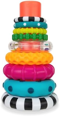 Sassy Stacks of Circles Stacking Ring STEM Learning Toy, Age 6+ Months, Multi, 9 Piece Set