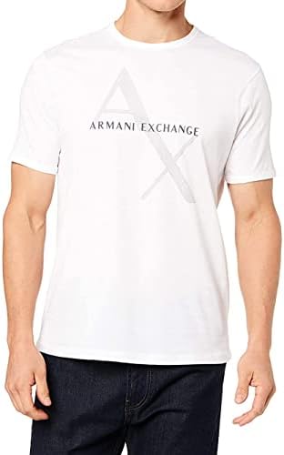 A|X ARMANI EXCHANGE mens Crew Neck Logo Tee T Shirt, Quilted Logo White, X-Large US