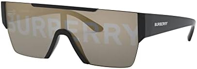 BURBERRY BE 4291 3001/G Black Plastic Rectangle Sunglasses Gold Mirror Lens