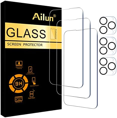 Ailun 3 Pack Screen Protector for iPhone 14 Pro Max [6.7 inch] + 3 Pack Camera Lens Protector,Sensor Protection,Dynamic Island Compatible,Case Friendly Tempered Glass Film,[9H Hardness] - HD