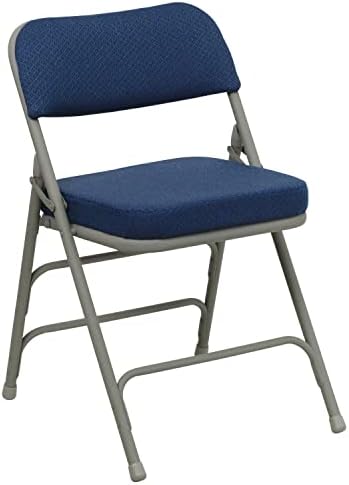 Flash Furniture Hercules Series Metal Folding Chairs with Cushioned Seat, Fabric Upholstered Event Chairs with 300-lb. Static Weight Capacity, Set of 2, Navy