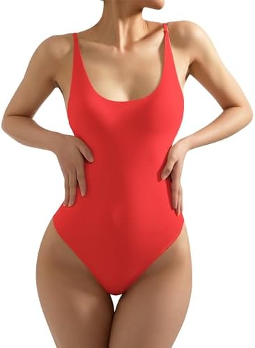 SUUKSESS Women Sexy Scoop Neck Thong Bodysuit Backless Cami Bodysuit Top