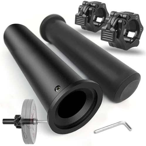 NewBEP 2PCS Olympic Adapter Sleeve 7.8" with Olympic Barbell Clamps 2", Converts 1" Standard Weight Plate Posts to 2" Olympic Weight Plate Posts, Removable end Cap