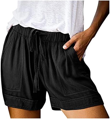 Drawstring Shorts for Women with Pockets Casual Loose Fit Summer Elastic Waist Lightweight Lounge Shorts