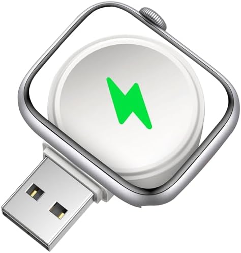 Laxarmer Mini Travel Portable Fast Magnetic Charger for Apple Watch iWatch Ultra Series 9 8 7 6 5 4 3 2 1,Small USB A Charging for iPhone Car Accessories- with Short Cord/Cable