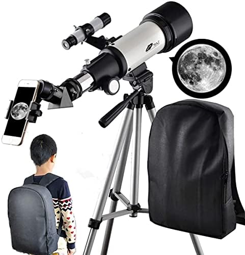 Telescopes for Adults 70mm Aperture 400mm AZ Mount, Astronomical Refractor Portable Telescope for Kids and Beginners with Backpack to Travel and View Moon White