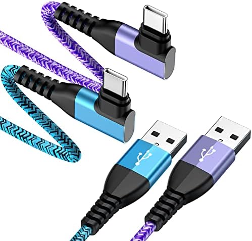 Samsung Charger Cable Type C Fast Charging Cable 2-Pack 6ft Right Angle Android Phone Power Cord for Samsung Galaxy S24 Ultra A15 A14 5G A54 A53 A13 A04s A03s A02s A12 S23 S22 S21 FE, Pixel 8 7a 6 Pro
