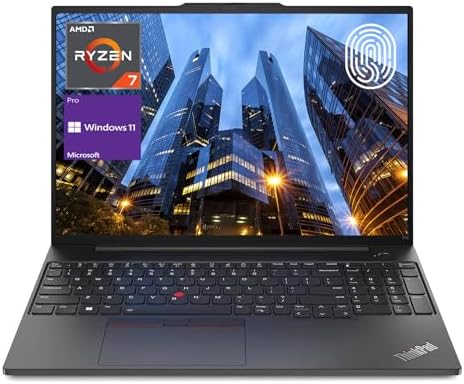 LENOVO ThinkPad E16 Gen 1 Business Laptop, 16" FHD+ Display, AMD Ryzen 7 7730U, 40GB RAM, 2TB SSD, Backlit Keyboard, Fingerprint Reader, HDMI, RJ-45, Wi-Fi 6, Windows 11 Pro, Black