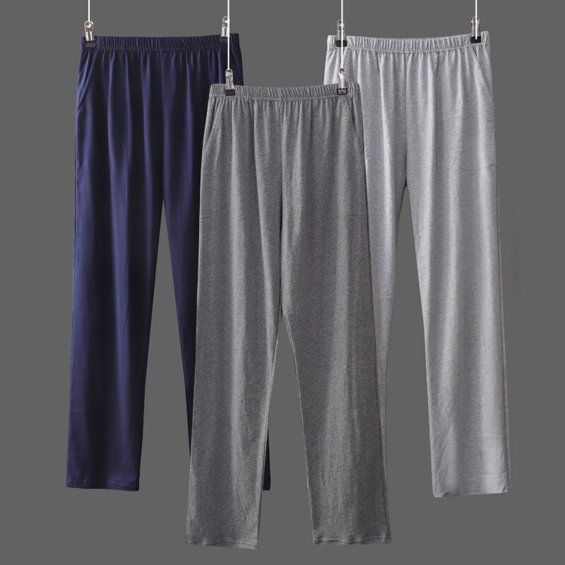 2-Piece Men's Summer Thin All Cotton and Support for Outdoor Wearing Pajama Pants