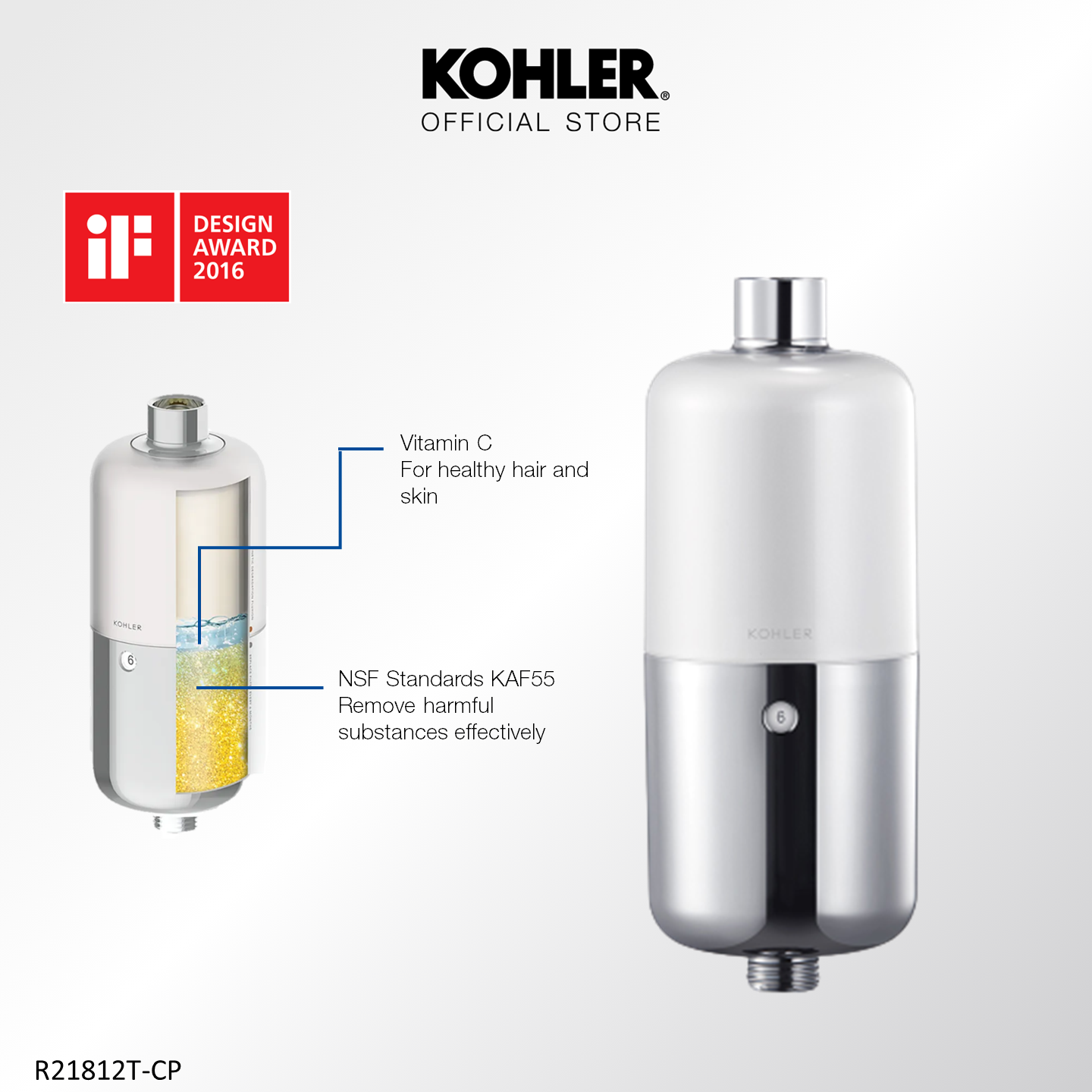 KOHLER Exhale+ Shower Filter With Vitamin C, Enhanced Purification K-R21812T-CP / K-R21813T-NA