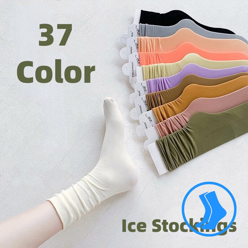 FHYL Summer Fashion Korean Women's Socks Velvet Socks Women's Tube Socks Thin Velvet Socks Korean Women's Solid Color Ice Socks