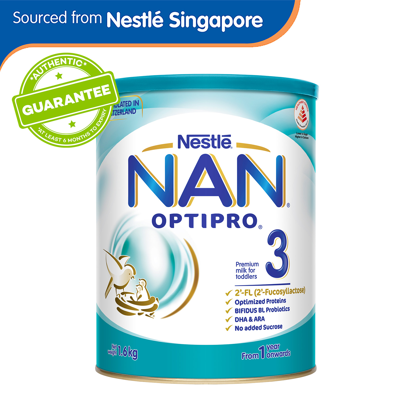 [Bundle of 2] Nestle NAN Optipro Stage 3 Growing Up Milk 1.6kg - From 12 Months