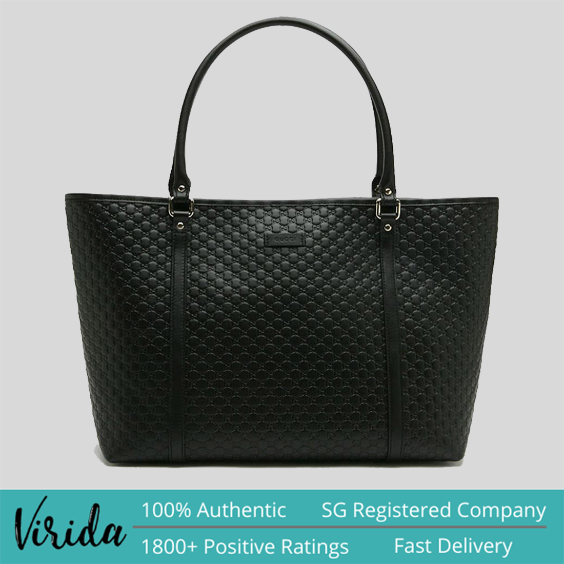 Gucci Micro GG Joy Medium Leather Tote Black 449647