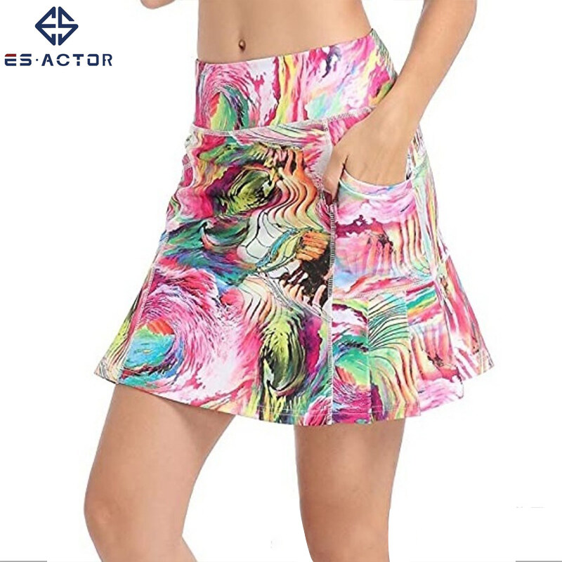 Tennis Skirts for Women Golf Skort Tennis Running Workout Skort Inner Short High Waist Sport Dress with Pocket Plus Size Female Skirts
