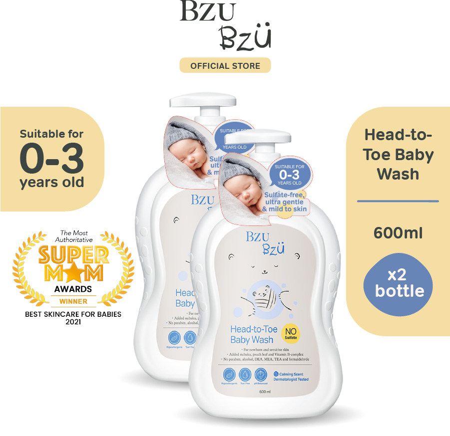 BZU BZU Head to Toe Baby Wash Shampoo Bundle Deal, 600ml | Designed for Newborn & Sensitive Skin