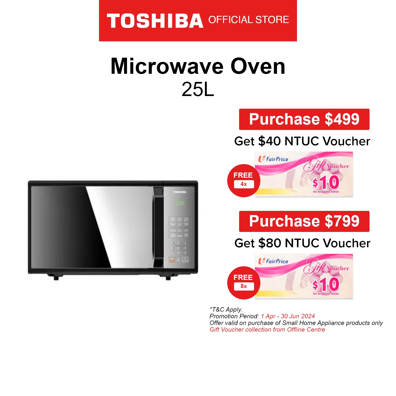 [FREE GIFT] Toshiba 25L Solo Microwave Oven MM-EM25PE(BM)