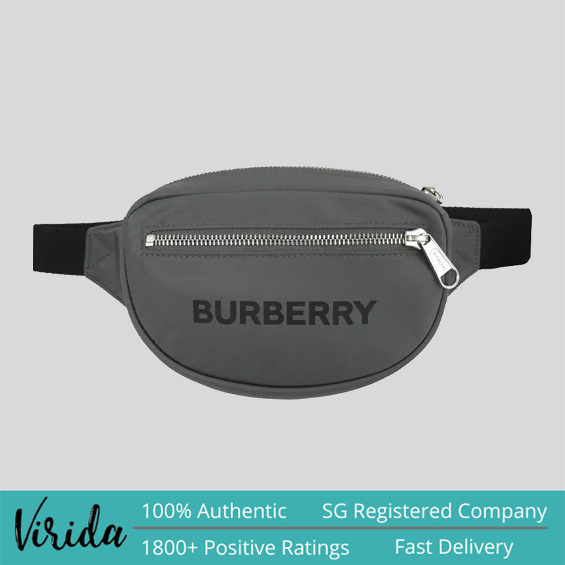 Burberry Cannon Branded Nylon Belt/Crossbody Bag Grey 80528881