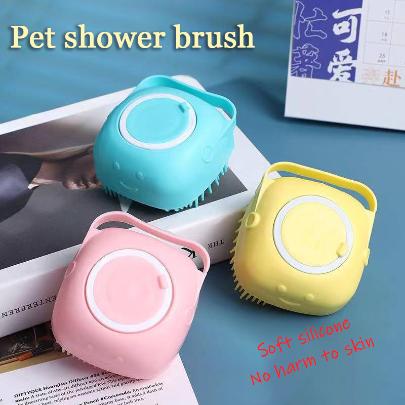 SG LOCAL STOCK Pet Cat Dog Shampoo Massage Brush Bath Brush Massage Comb Bath Brush Short Silicone Brush Bath Brush